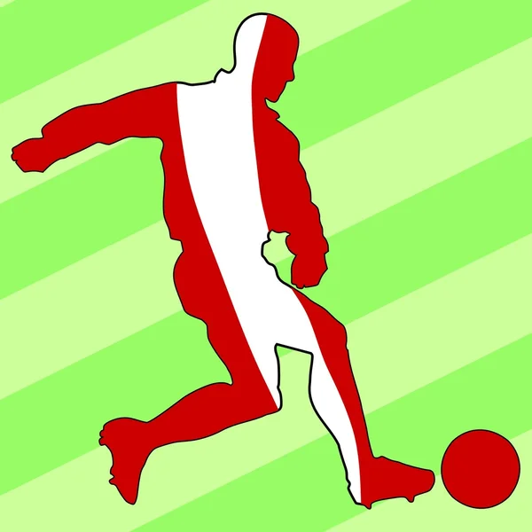 Jugador de fútbol en colores nacionales — Vector de stock