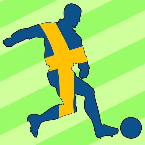 Jugador de fútbol en colores nacionales — Vector de stock