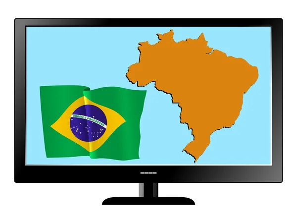 Televisor con bandera y mapa — Archivo Imágenes Vectoriales