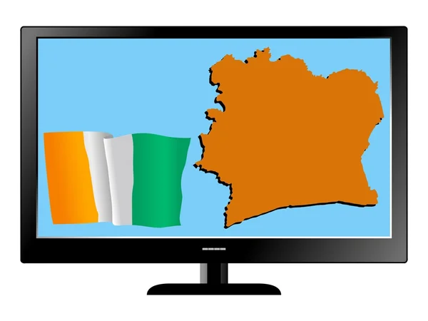 Telewizor z flagą i mapa — Wektor stockowy