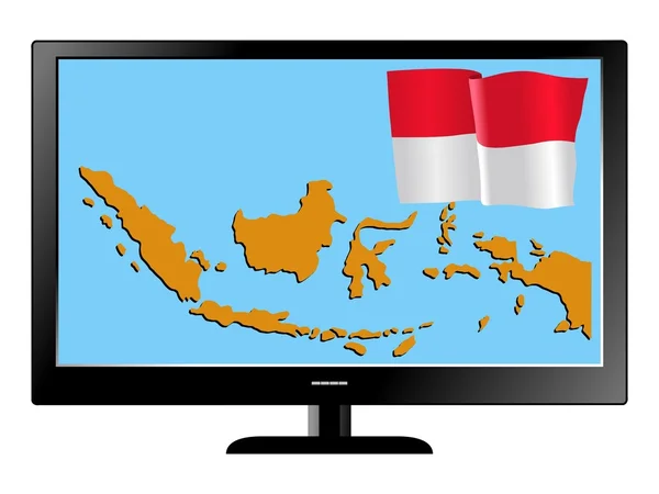 Televisore con bandiera e cartina — Vettoriale Stock