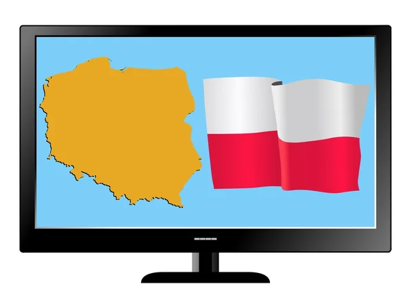 Television set with flag and map — Stock Vector