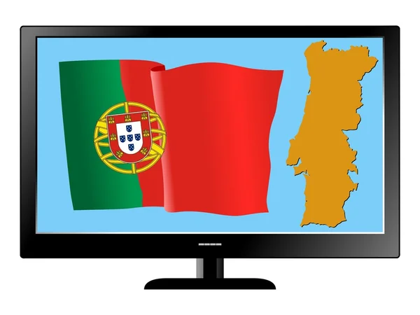 Τηλεόραση με σημαία και Χάρτης — Διανυσματικό Αρχείο