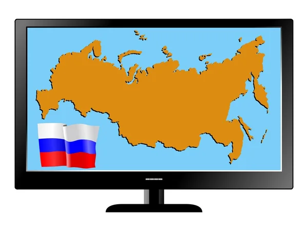 Televisor con bandera y mapa — Vector de stock