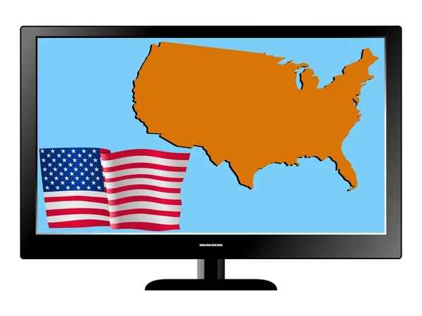 TV med flagga och karta — Stock vektor