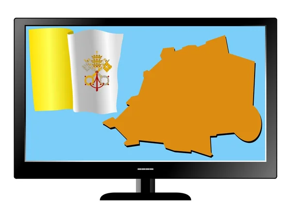 Televisão com bandeira e mapa — Vetor de Stock