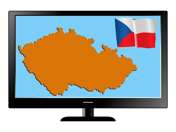 Television set with flag and map — Stock Vector