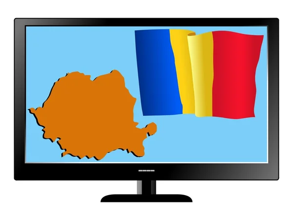 Телевизор с флагом и картой — стоковый вектор