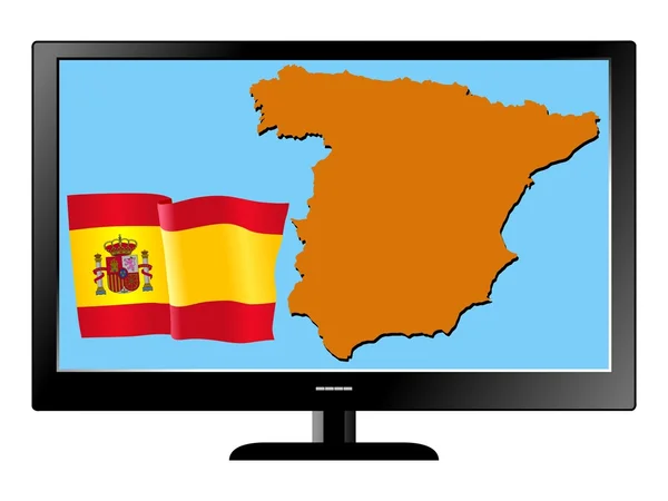 Televisor con bandera y mapa — Vector de stock