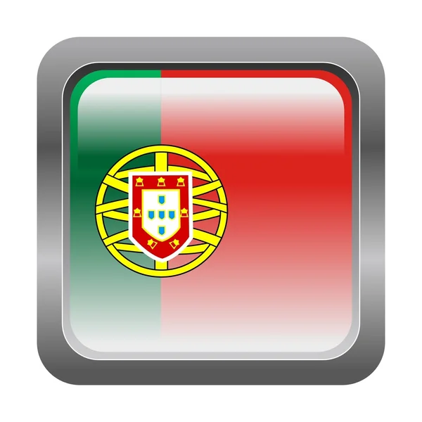 Button with flag of Portugal — Stock Vector