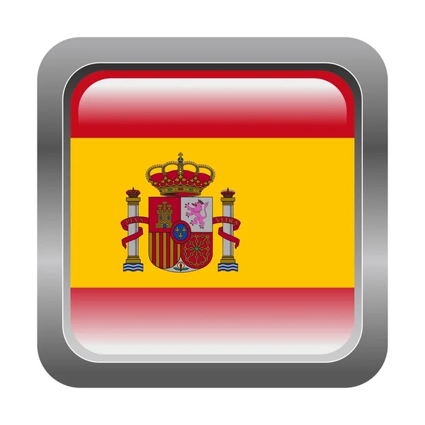 Botón con bandera de España — Vector de stock