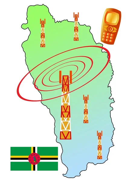 Conexão móvel de Dominica — Vetor de Stock