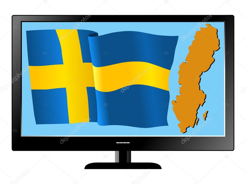 Television set with flag and map