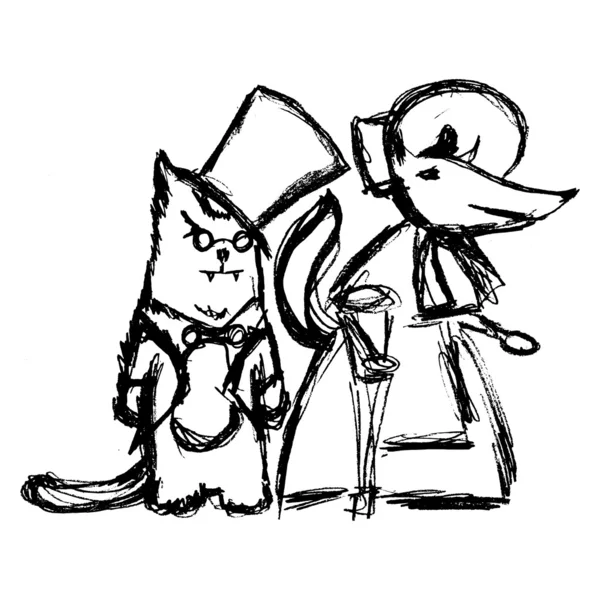 Fox และแมว — ภาพเวกเตอร์สต็อก
