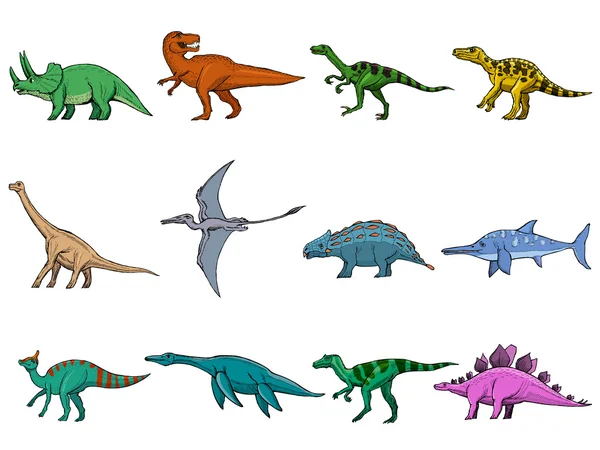 Conjunto de dinosaurios diferentes — Archivo Imágenes Vectoriales