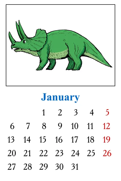 Kalender, Januari 2014 - Stok Vektor