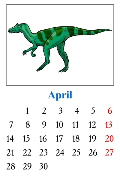 Kalender, April 2014 - Stok Vektor