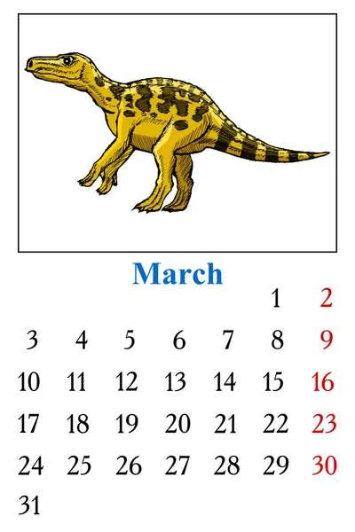 Kalender, Maret 2014 - Stok Vektor