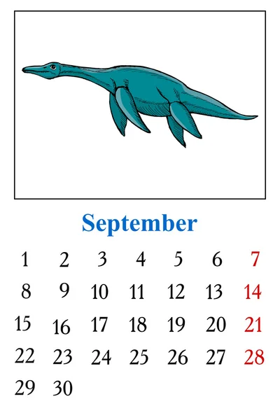 Kalender, September 2014 - Stok Vektor