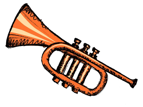 Cuerno, instrumento musical — Vector de stock