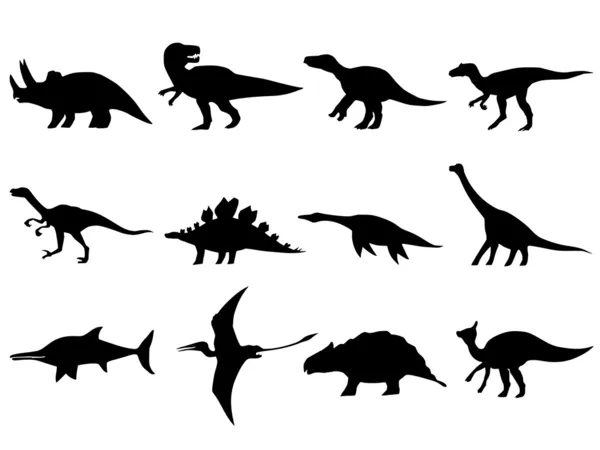 Ensemble de différents dinosaures — Image vectorielle