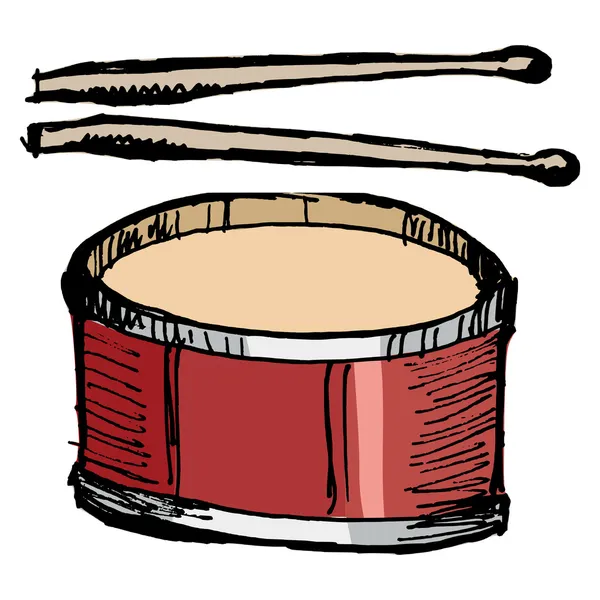 Tambor con palillos — Vector de stock