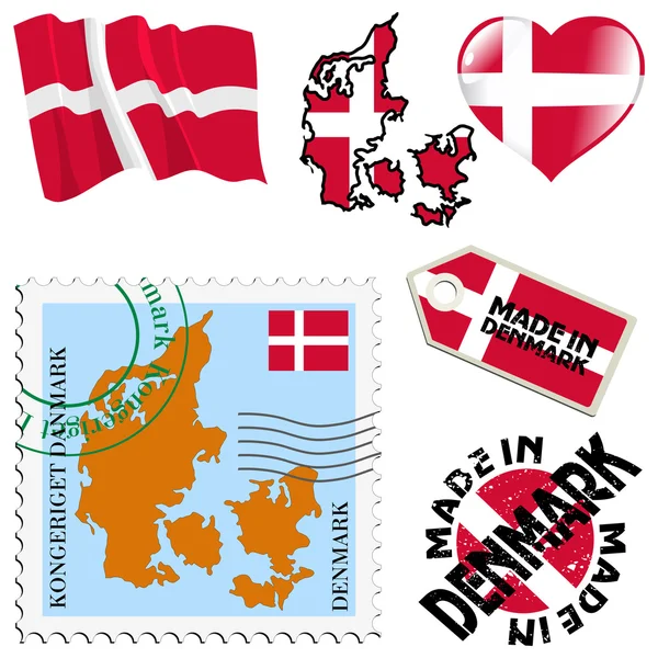 Colores nacionales de Dinamarca — Vector de stock