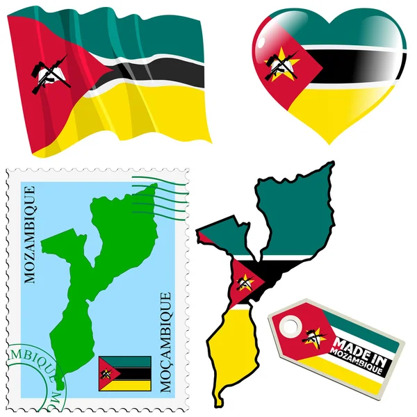 Colores nacionales de Mozambique — Archivo Imágenes Vectoriales