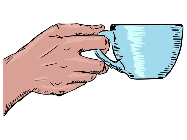 Mano con taza de café — Vector de stock