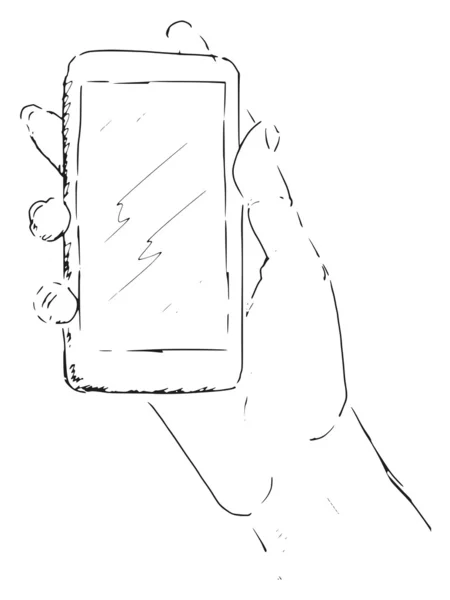 Hand aufs Smartphone — Stockvektor
