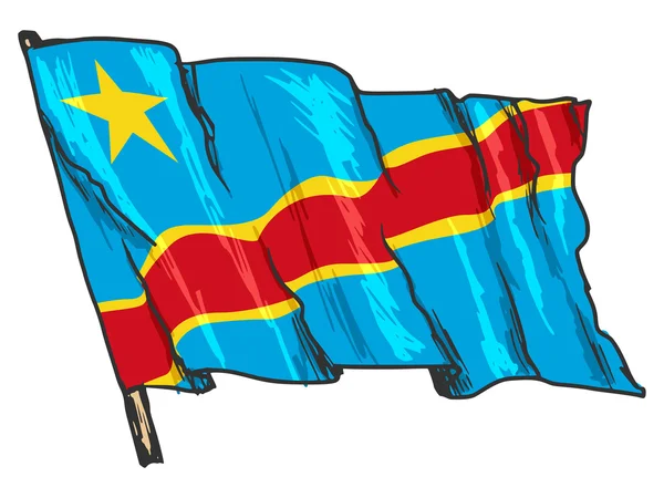 Vlag van de Democratische Republiek Congo — Stockvector