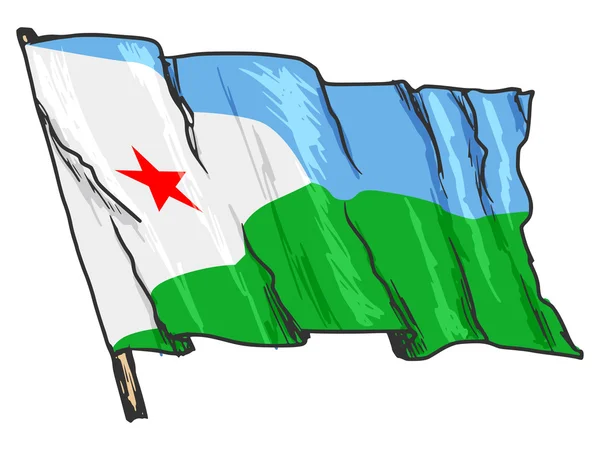 Bandera de djibouti — Vector de stock