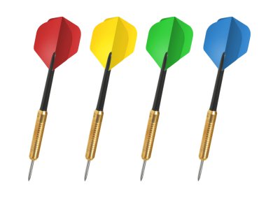 beyaz zemin üzerinde Dart için sonucu. set.
