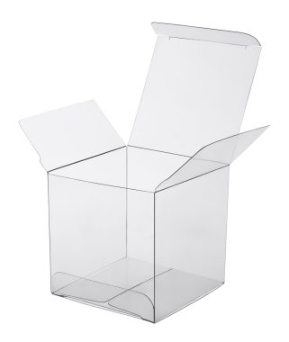 box of transparent plastic on a white background