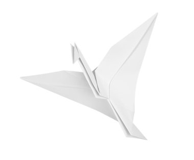 beyaz zemin üzerine kağıt sinekler üzerinden vinç