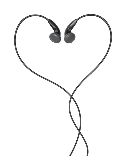 Earphones in form heart on a white background — Stock Photo, Image