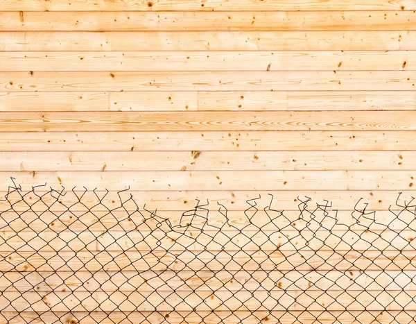 Wooden background. Wall paneling and mesh netting — Stock Photo, Image