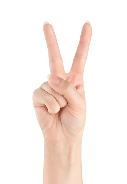 Victory. Gesture of the hand on white background — Stock Photo, Image