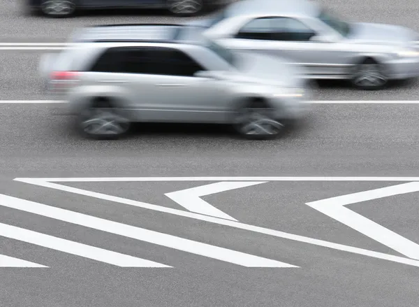 Road markings and cars. Abstract background. — Stock Photo, Image