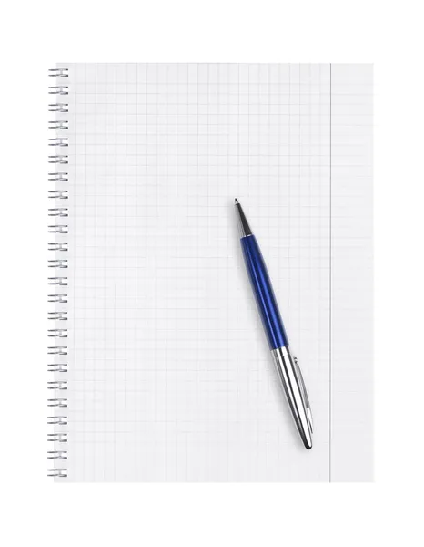 メモ帳と白い背景の上のペン — ストック写真