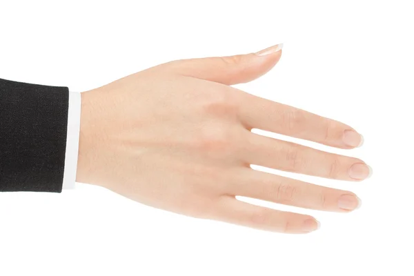 Рука для рукопожатия на белом фоне — стоковое фото