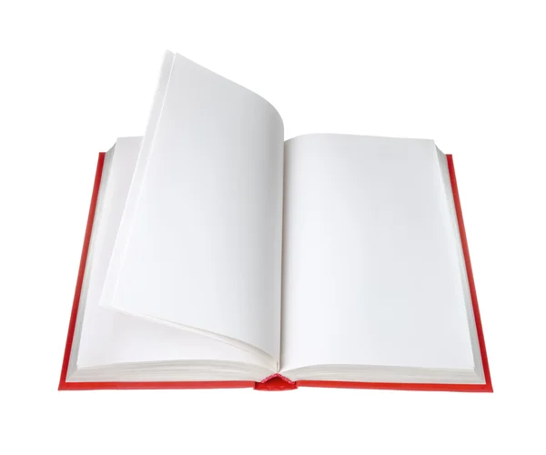 Nyitott könyv az üres oldalakat, fehér háttér — Stock Fotó