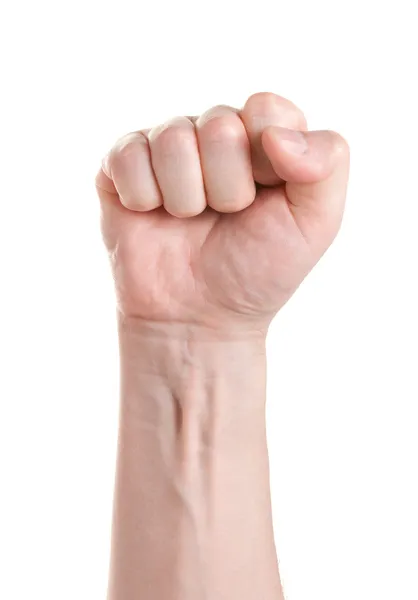 拳。白い背景の上の手のジェスチャー — ストック写真