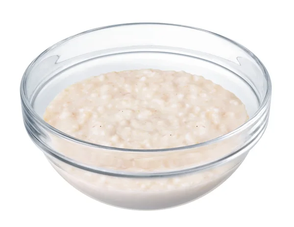 Oatmeal in a glass bowl on white background — Stock Photo, Image