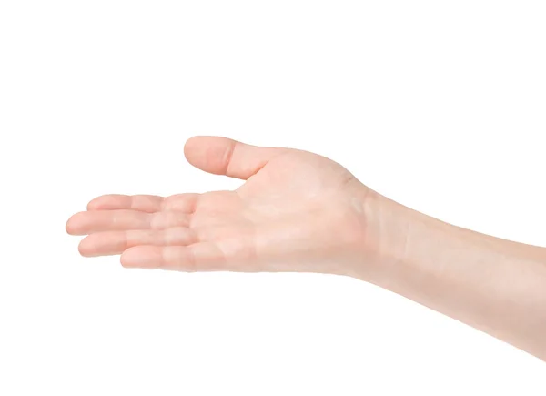 Vazio mão aberta sobre fundo branco — Fotografia de Stock
