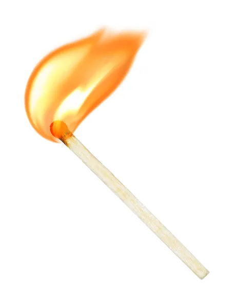 Burning match on a white background — Stock Photo, Image