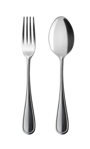 Flatware σε λευκό φόντο. πιρούνι και κουτάλι. — Φωτογραφία Αρχείου