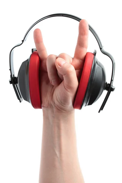 Headphones and hand — Stock Photo, Image