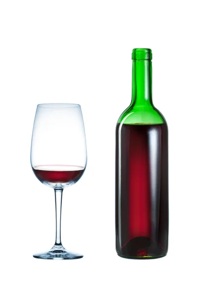 Garrafa de vinho e uma taça de vinho — Fotografia de Stock