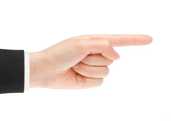 Pointing hand. Gesture of the hand on white background Stock Image